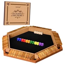 Nicecho 2-6 Players Shut The Box Dice Game, Wooden Board Table Math Game Brown