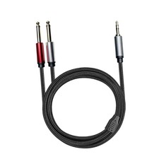 3.5mm 1/8" TRS Male to 2x 6.35mm 1/4" Male Copper Connection Mixer Cables 1.5m