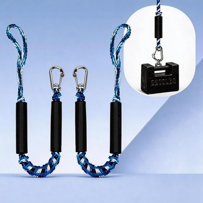 2 PK Blue Bungee Dock Lines for Boats 2FT with 316 Stainless Clip Boat Access...