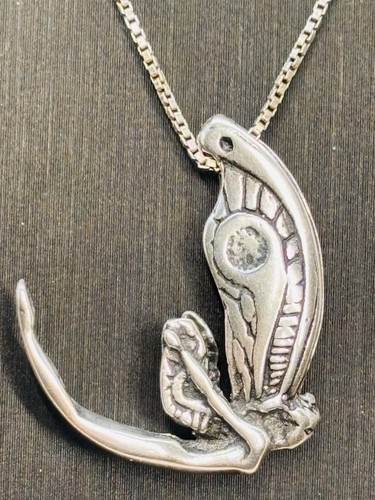 Sterling Silver Necklace Fairy Mythical Pixie Elf Textured Puffy