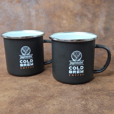 Jagermeister Cold Brew Coffee Mug Steel Barware Camping Cup Set Of 2 Black