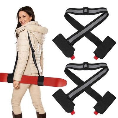 Ski Strap, Adjustable Ski Carrier Shoulder Straps,2Pcs& Black & 48.4''
