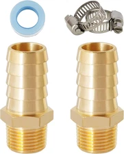 SUNGATOR Hose Barb Fittings 5/8 Inch Barb × 3/8 Inch NPT, Brass Air Hose Connect