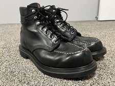 Red Wing SuperSole Black Moc Toe Leather Boots Men’s 7.5E Wide Made In USA