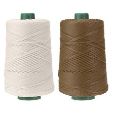 2 Pcs Polyester Macrame Cord 3mm x 219 Yards Macrame Cords - Beige/Light Khaki 