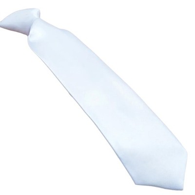 PreTied Necktie Solid Color White Adjustable Zippered Neck Tie for Wedding Party