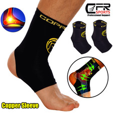 Copper Ankle Brace Support Compression Sleeve Foot Arthritis Fitness Pain Relief