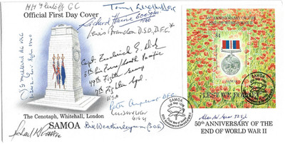 Militär, Samoa m/s FDC 50th Anniv. WWII, signiert von 11 Piloten & anderen USA (i)