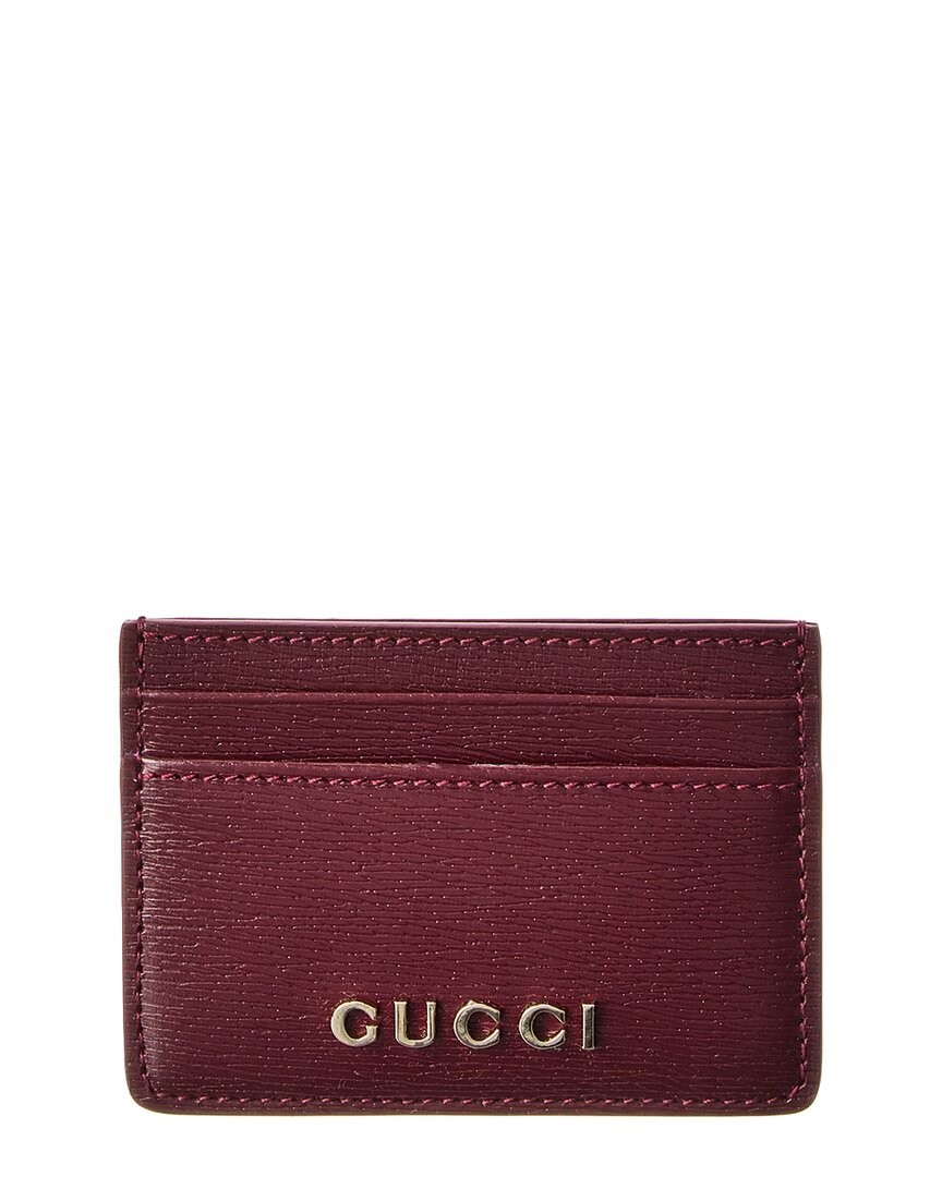 Кожаный футляр для карточек Gucci Script женский красный 47090₽