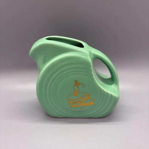 Fiesta Seamist Green 1991 Mini Disc Pitcher | Fiestaware Creamer Dancing Lady
