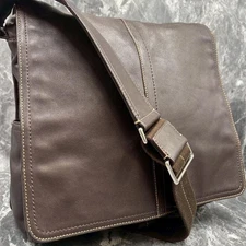 Coach F70105 Leather Messenger Bag 31cm x 31cm x 8cm Brown Used