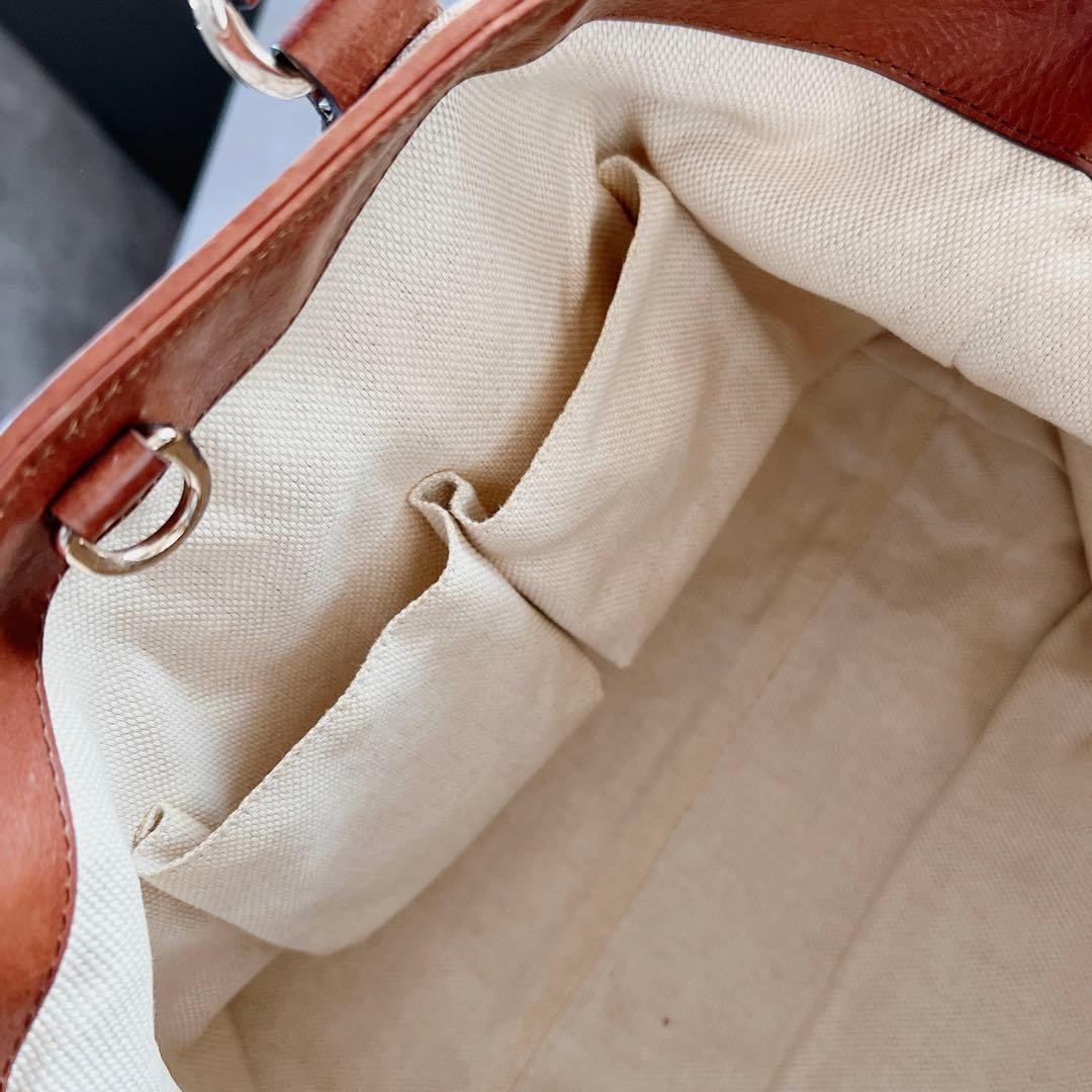 GUCCI Vintage Leather Tote Bag Large Brown with Shoulder Strap thumbnail 9