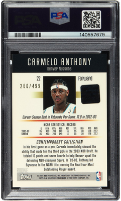 2003-04 Topps Contemporary Collection Carmelo Anthony #22 ROOKIE 