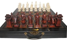 Chess set Ancient chinese  32 resin pieces with nice box and board small  black