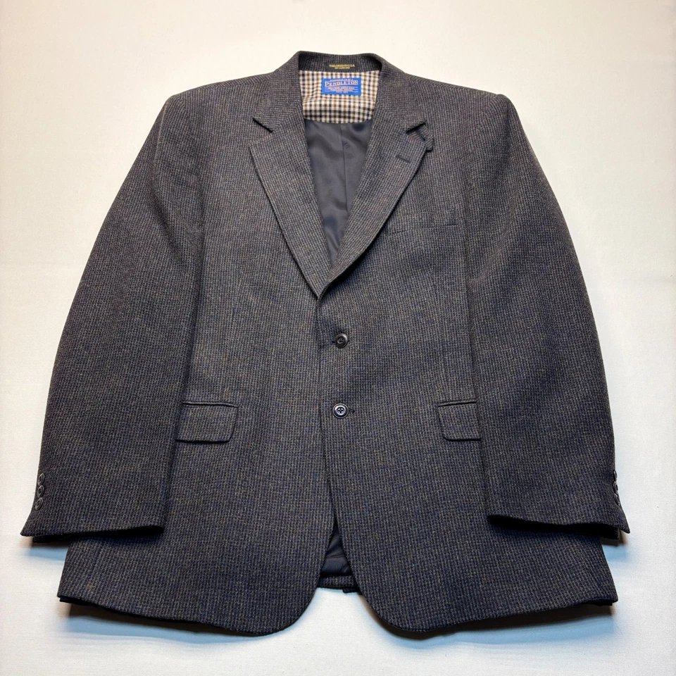 Blazer Pendleton De Colección Para Hombres 46L Lana Gris Azul Western Deporte Abrigo Chaqueta Foto 2 de 4