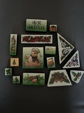 Christmas Winter Holiday Lot of 17 Rubber Stamps Various Brands & Sizes
