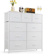 9-Drawer Dresser for Bedroom, Anti-Tip 11.8"D x 39.4"W x 40"H 9 Drawers White