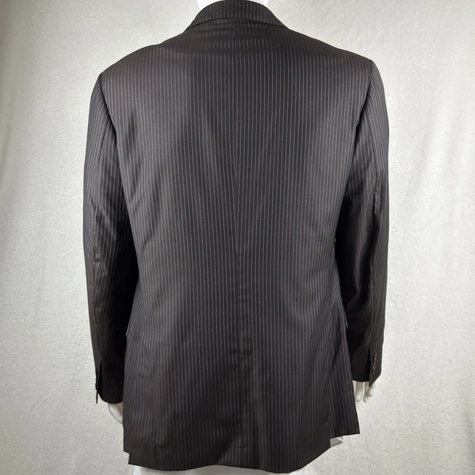 Isaia Dark Brown Pinstripe Sport Coat Blazer 54 IT 44 Wool 140’s EUC - Image 3 of 4