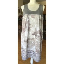 Boho Cottagecore Floral Tank Dress Soft Flowy Midi Gray & Lavender minimalist