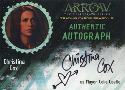 Arrow Staffel 3 Autogrammkarte CC Christina Cox als Bürgermeister Celia Castle