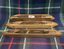 3 Reclaimed Vintage Mixed Halstead Wooden Cotton Loom Flying Shuttles 51/50/48cm