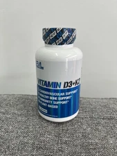 EVLution Nutrition EVL Vitamin D3 K2 60 Capsules Immune Heart Support Exp 09/25