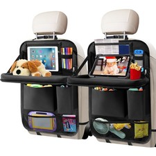 Car Backseat Organizer with Tablet Holder, 6 Storage Pockets Foldable Table T...