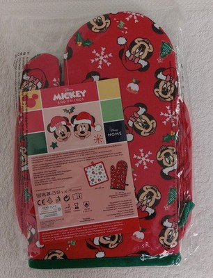 Disney Home Mickey & Minnie Topflappen + Ofenhandschuh Set Weihnachten Neu OVP