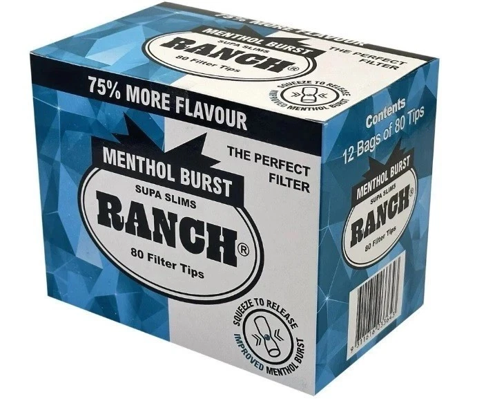 RANCH MENTHOL Burst Supa Slims Filter Tips - 12 Packs of 80 Tip - image 1 of 1