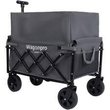 Expandable Dual-Layer Utility Wagon 100 Extra Space -225lbs Grocery Cart Gray