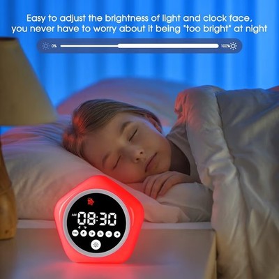 ANNGUL Kids Alarm Clock Night Light Programmable Color LED Digital Star Pentagon