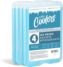 Cool Coolers by Fit + Fresh Slim Compact 4 count (Pack of 1), Clear Blue 4 PK 