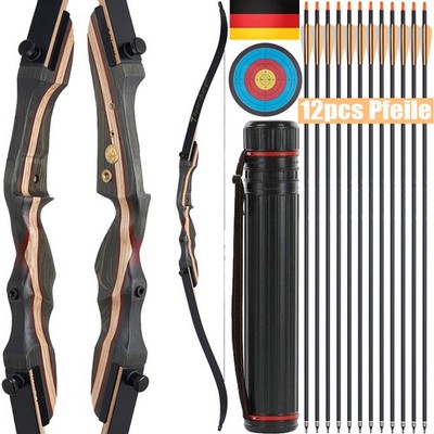 20-50lbs Takedown Recurve Bogen 62'' Sportbogen Carbonpfeile Bogenschießen Jagd