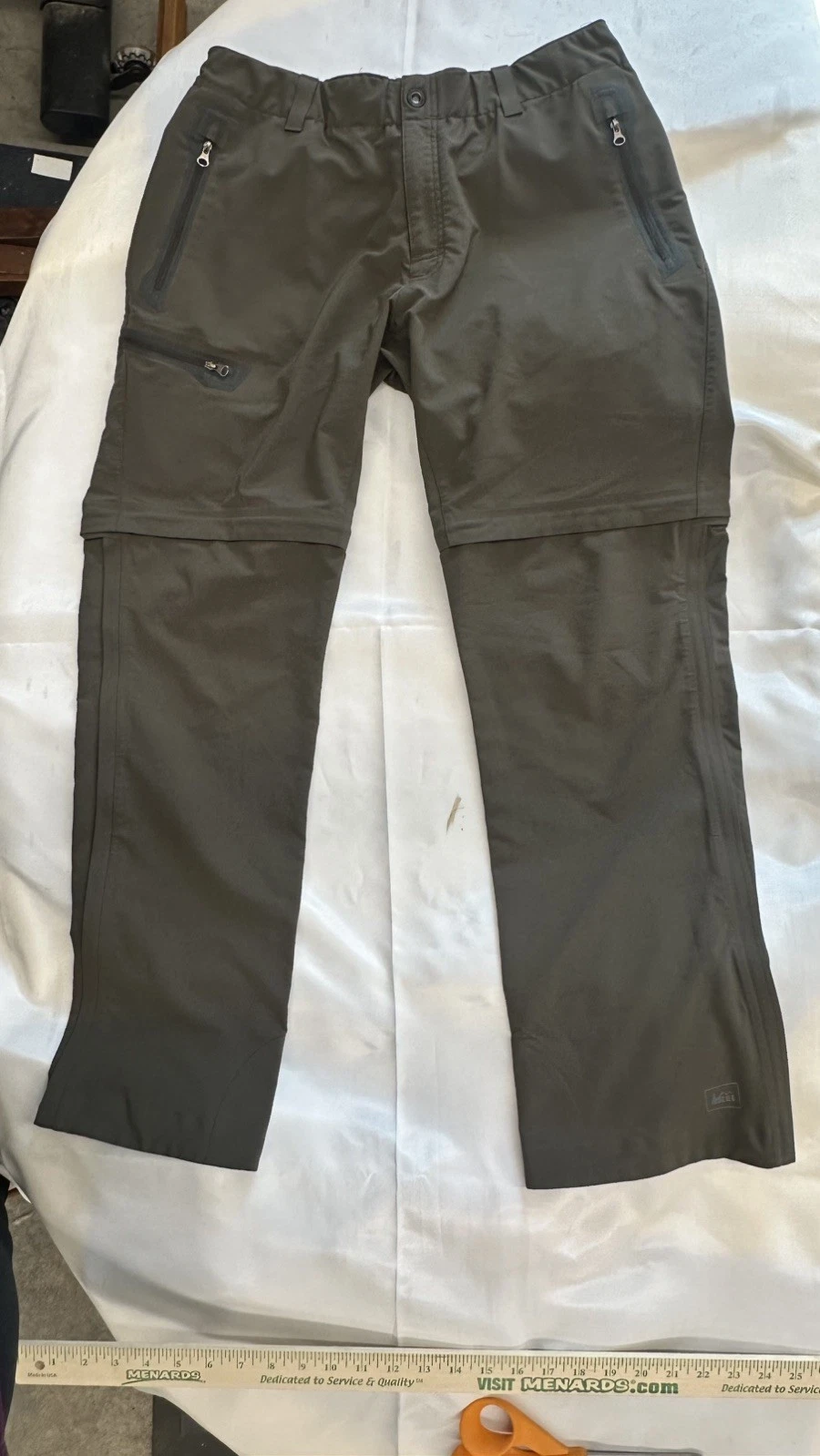 REI Men’s Convertible M-32L Softshell Hiking Pants Dark Olive-Gray Gorpcore