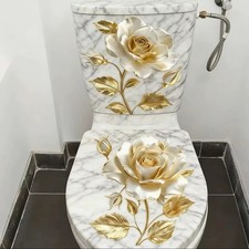 Flower Design Toilet Wall Sticker Self Adhesive Sticker For Bathroom Creative