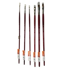 Princeton Velvetouch Artist Brush Set Acrylic Bright Flat Round 6 Piece