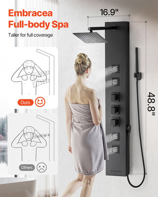 VEVOR Shower Panel Tower System with Rainfall Shower Head, 49 in Brushed Stainle