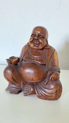 Buddha - Holzfigur Handarbeit Ca. 15 cm Hoch Unikat Glücksbringer Holzfigur