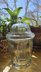 Glass Paneled Apothecary Jar W/Domed Lid - 10-inch - Heavy