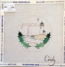 Hand Painted Needlepoint Canvas Peace Lighthouse  Sailboat