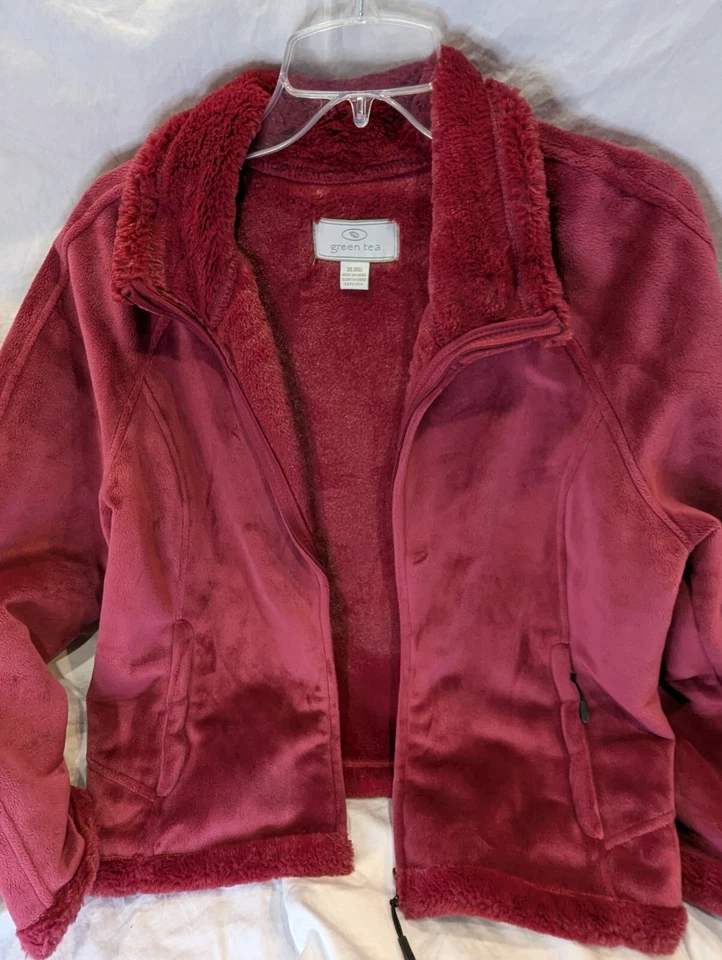 Chaqueta de mujer Green Tea XL súper felpa manga larga granate usada muy bonita Foto 2 de 4