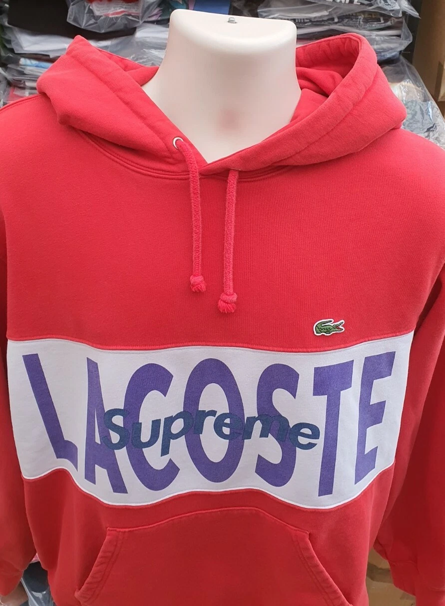 Sweat à capuche FW19 Supreme x Lacoste logo panneau taille L rouge sweat à capuche grand