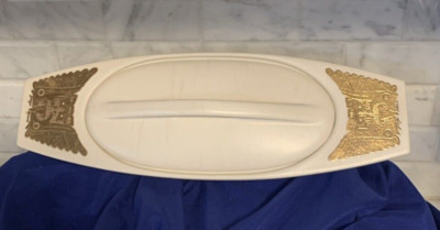 MCM GEORGE BRAIRD MIDAS HYALYN COVERED BOX TRAY DISH WHITE & GOLD RARE FIND