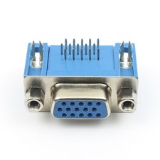 5Pcs Blue D-SUB HDR 15 Pin Female Right Angle PCB Connector 3 Rows 8.89 DB15