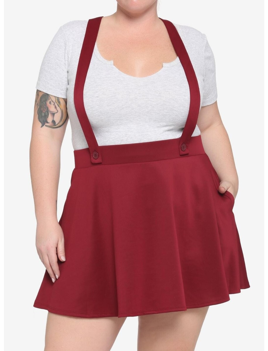 Hot Topic Exclusive Merlot Suspender Skater Skirt Plus Size