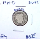 1914 DENVER BARBER SILVER DIME IN GOOD CONDITION