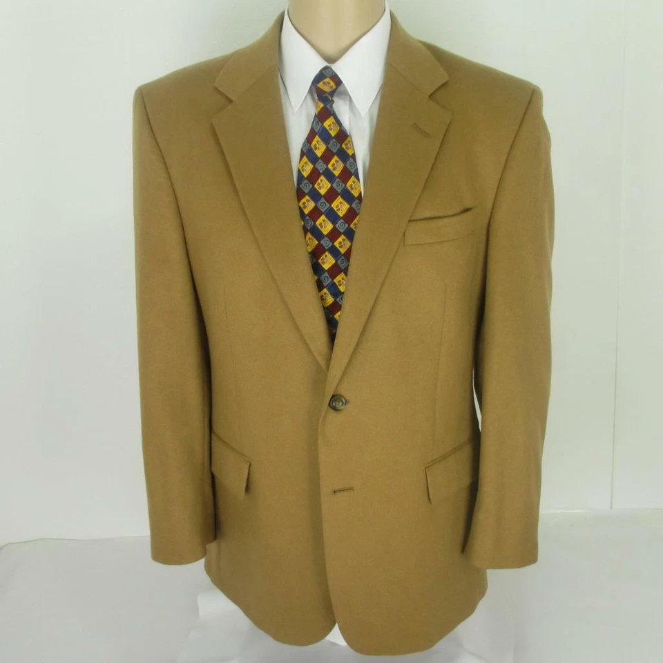 42 R Jos A Ufer Massiv Hellbraun Pure Kaschmir 2Btn Herren Jacke Sport Blazer - Bild 2 von 4