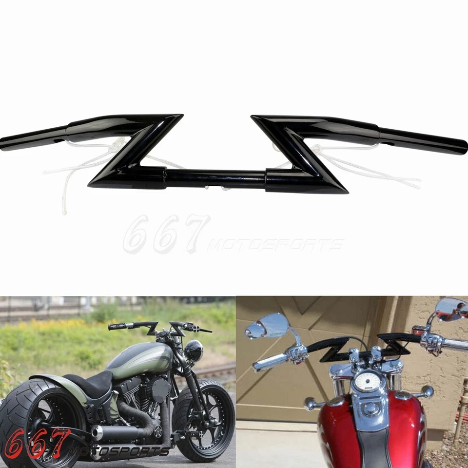 1" Handlebars Z Bar For Cafe Racer Harley Sportster Honda Yamaha Chopper Bobber - Image 2 of 4