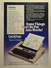 Brother Typewriter Plotter Pie Chart Line Graph 1980's Vintage Print Ad **Read**