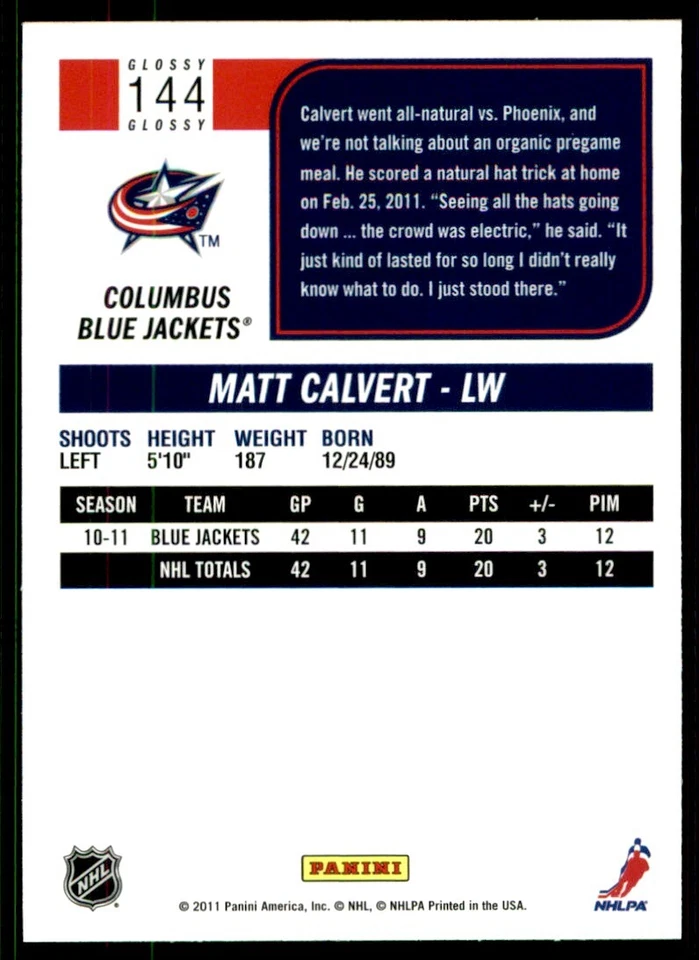 2011-12 Score Matt Calvert #144 - Image 2 of 2